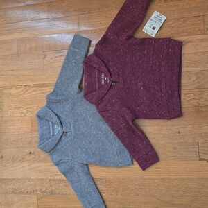 OKIE DOKIE BRAND BABY BOYS BURGUNDY & GRAY SWEATERS BUNDLE OF 2 SIZE 9 MONTHS
